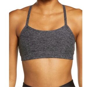 ALO YOGA Gratitude Alosoft Sports Bra In Dark Heather Grey Large